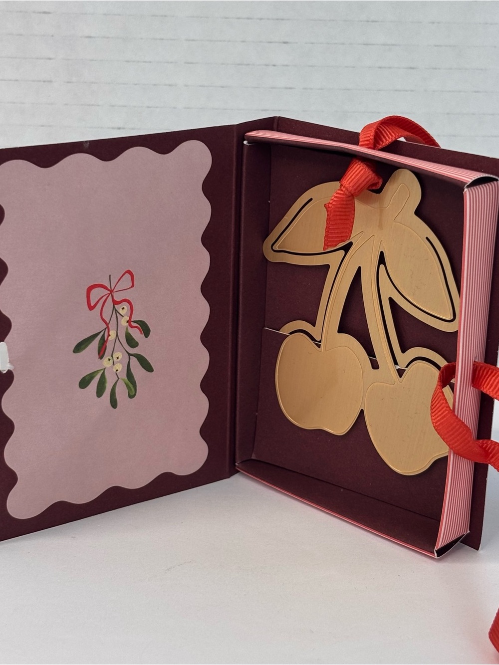 Anthropologie x Papier A Tale Of Two Cherries Mini Book Brass Bookmark Set NEW - Picture 6 of 11